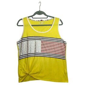 Tommy Hilfiger Sport Yellow Tank Top With Flag Stripe Design Women XL
